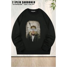 Unisex Paper Nirvana Kurt Cobain T Baskılı Oversize Bisiklet Yaka Sweatshirt