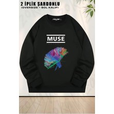 Unisex Muse THE2NDLAW Baskılı Oversize Bisiklet Yaka Sweatshirt
