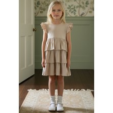 Kız Çocuk Princess Bej Kat Kat Elbise