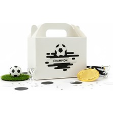 ⚽ Siyah Beyaz Champion Temalı Hediye Kutusu 3'lü Set – 10 x 14  cm  El Geçme Kutu