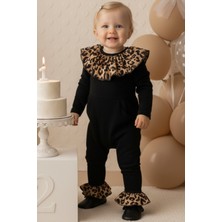 Parla Kids Kız Çocuk Leopar Yakalı Çıtçıt Detaylı Tulum Salopet