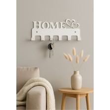 Lunoart Home Yazılı Kalpli Metal Anahtarlık Askısı | Duvar Tipi Anahtar Organizer