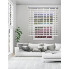 YS Perde Tasarım Picasso Shadow Silüet Kumaş Jaluzi Store Perde, Alüminyum Kasalı Yüksek Kaliteli - Beyaz 96575/SHADOW