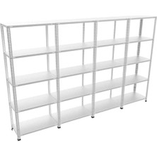 Raffar 5 Katlı 4’li Bitişik Çelik Raf Sistemi | Galvaniz Depo Rafı | Demir Metal Raf | - 31-372-250