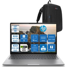 Hp Zbook 8 G1I Ultra 7 265H 80GB Ddr5 512GB SSD 4GB/RTXA500 16" Wuxga Düşük Mavi Işık 400NIT %100 Srgb Windows 11 Pro Taşınabilir Iş Istasyonu B30HHESP21 + Zettaçanta