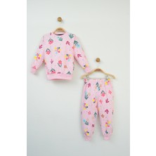 Zubi Baby & Kids Wear Kız Çocuk Pembe Çiçek Desenli Uzun Kollu Pijama Takımı