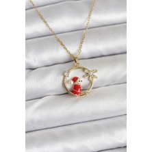 Clariss 316L Çelik Zincir Gold Zirkon Taşlı Yılbaşı Tema Kadın Kolye