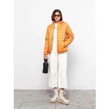 LC Waikiki Lcw Eco Sarı Kadın Kapüşonlu Düz Mont