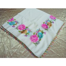 Cenk ve Reyhan El Emeği Iğne Oyası Yazma , Fular ,yemeni, Mevlit Örtüsü ,hediyelik 4 Kenarı Oyalı