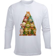 Efendioğlu Design Uzun Kollu Yılbaşı Ağacı Labub Baskılı Yeni Yıl Çocuk T-Shirt