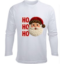 Efendioğlu Design Uzun Kollu Noel Baba Hohoho Baskılı Nakış Görseli Pamuklu Çocuk T-Shirt