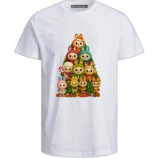 Efendioğlu Design Yılbaşı Ağacı Labub Baskılı Yeni Yıl Çocuk Kısa Kollu T-Shirt