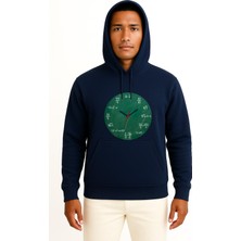 Bahriyeli Collection Kapüşonlu Matematik Çarpma Bölme Toplama Saati Göğüs Baskılı Unisex Sweatshirt