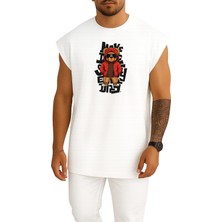 Bahriyeli Collection Oversize Şapkalı Graffiti Teddy Bear Göğüs Baskılı Atlet