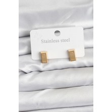 Nuvigo 316L Çelik Gold Renk Külçe Altın Model Kadın Küpe - TJ-BKP11353