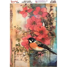 E Hobici Pirinç Dekopaj Kağıdı 30X42CM PT-262 Kuş Çiçek