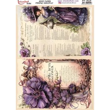 E Hobici Pirinç Dekopaj Kağıdı 30X42CM PT-1856 Yazı Kadın Çiçek