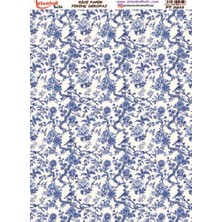 E Hobici Pirinç Dekopaj Kağıdı 30X42CM PT-2912 Mavi Çiçek