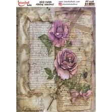 E Hobici Pirinç Dekopaj Kağıdı 30X42CM PT-038 Yazı ve Çiçekler