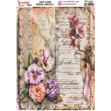 E Hobici Pirinç Dekopaj Kağıdı 30X42CM PT-040 Yazı Çiçek