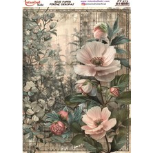 E Hobici Pirinç Dekopaj Kağıdı 30X42CM PT-573 Çiçekler