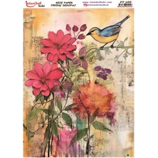 E Hobici Pirinç Dekopaj Kağıdı 30X42CM PT-266 Kuş Çiçek