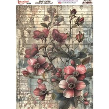 E Hobici Pirinç Dekopaj Kağıdı 30X42CM PT-565 Çiçekler
