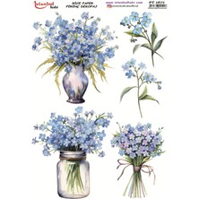 E Hobici Pirinç Dekopaj Kağıdı 30X42CM PT-1671 Çiçekler