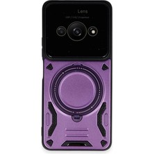 Mepura Xiaomi Poco C61 Kılıf Joy Lens Standlı Kapak - Mor
