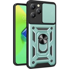 Mepura Newface Infinix Hot 40 Pro Kılıf Pars Lens Yüzüklü Silikon - Yeşil