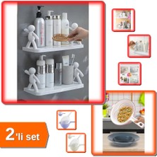 Hereveoyuncak 2 Adet Özel Raf Baharatlık + Çok Amaçlı Katlı Süzgeç - Mutfak & Banyo Organizer - 2li Set N8X2Y9