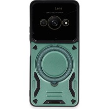 Mepura Xiaomi Poco C61 Kılıf Joy Lens Standlı Kapak - Koyu Yeşil