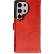 Mepura Samsung Galaxy S24 Ultra Kılıf Trend S Plus Kapaklı Kılıf - Kırmızı