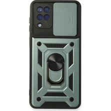 Mepura Samsung Galaxy A22 Kılıf Pars Lens Yüzüklü Silikon - Yeşil