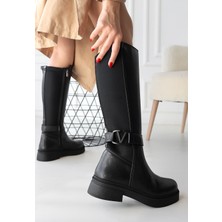 Zerenyus Dio V Tokalı Siyah Fermuarlı Premium Streç Çizme