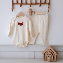 Frelida Baby & Kids - %100 Pamuklu Alt Üst Bebek Takım - Sevimli Tilki Nakışlı - Ekru
