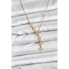 Nuvigo 316L Çelik Zincir Gold Renk Yonca Model Kadın Kolye - TJ-BKO10674