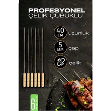 Belle Fusion Bfs  Çelik Şiş Çubuğu - Mangal Şişi Ahşap Saplı Kebap Şişi  6 Adet