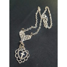 Dükkan Hediyelik Dükkan Design Wings Heart Cross Kolye