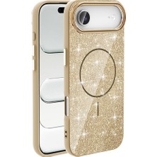 Başkenttekno iPhone 17 Air Kılıf Kablosuz Şarj Özellikli Parlayan Simli Okso Kapak