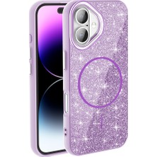 Başkenttekno iPhone 17 Kılıf Kablosuz Şarj Özellikli Parlayan Simli Okso Kapak