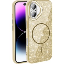 Başkenttekno iPhone 17 Kılıf Kablosuz Şarj Özellikli Parlayan Simli Okso Kapak