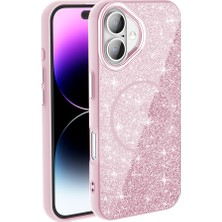 Başkenttekno iPhone 17 Kılıf Kablosuz Şarj Özellikli Parlayan Simli Okso Kapak