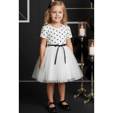 Kız Çocuk Magnolia Puanlı Tütü Krem Elbise