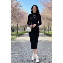 Arben Boutique Kadın Uzun Kollu Balıkçı Yaka Triko Elbise