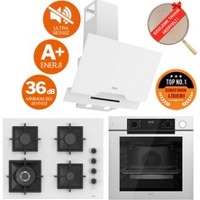 Ferre Fryart&steamart- Silentart Veno/sessiz Beyaz Ankastre Set (D064-SA + QEP64CB + SC406-WFA Wok)