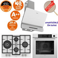 Ferre Fryart&steamart- Silentart Labb/sessiz Beyaz Ankastre Set (D081-SA + QEP64CB + ED076-WFA Wok)