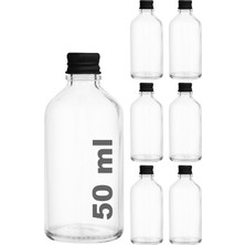 Storemax Afracam 50 cc Siyah Metal Kapaklı Hediyelik Shot Şişesi 50 ml Kolonya Koku Süs Küçük Şeffaf Cam Şişe 6 Adet