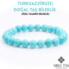 Sırlı Taş Turkuaz(Firuze) Doğal Taş Bileklik, Unisex Bileklik, Ayarlanabilir