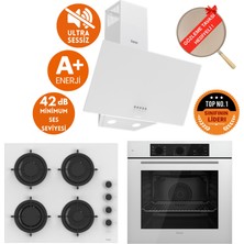 Ferre Flowart & Silentart Rosa  Yeni Seri Sessiz Beyaz  Ankastre Set (D087-SA + QBL62CB + CS206-FA)